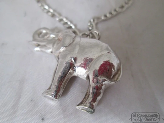Elephant pendant with link chain. 925 sterling silver. 1980's