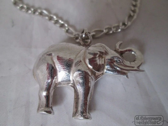 Elephant pendant with link chain. 925 sterling silver. 1980's