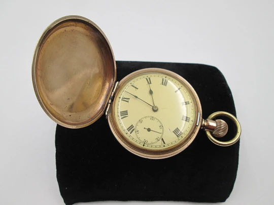 Elgin / Non-Magnetic hunter-case pocket watch. Gold plated. Stem winding. 1890's