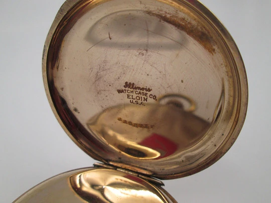 Elgin / Non-Magnetic hunter-case pocket watch. Gold plated. Stem winding. 1890's