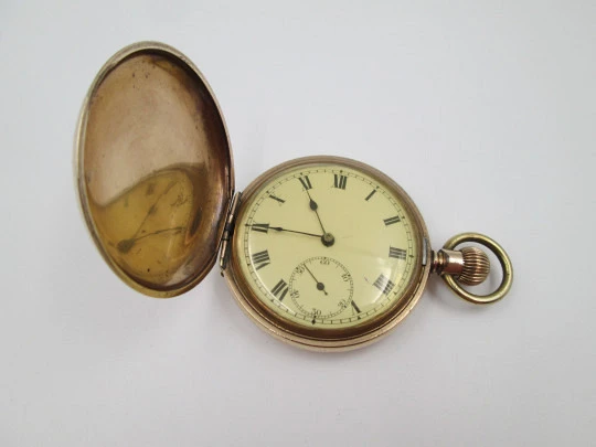 Elgin / Non-Magnetic hunter-case pocket watch. Gold plated. Stem winding. 1890's