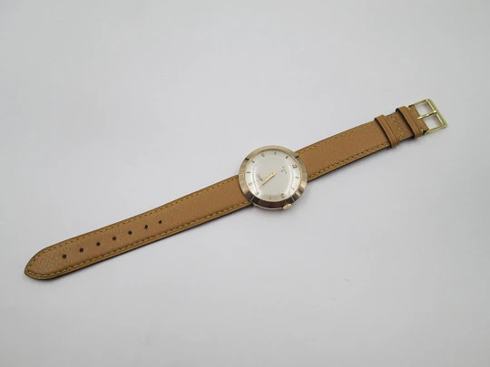 Elgin. 10 karat gold filled. Manual wind. Small second hand. Strap. 1950's. USA