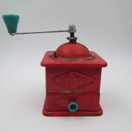 Elma Coffee Grinder Red Lacquer Metal And Green Plastic 1950 | El