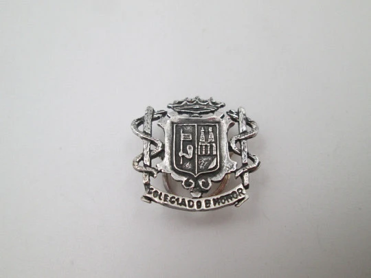 Emblema unisex de farmacia para solapa. Plata de ley. Escudo ciudad de Zamora. 1980 Emblema unisex de farmacia para solapa. Plata de ley. Escudo ciudad de Zamora. 1980