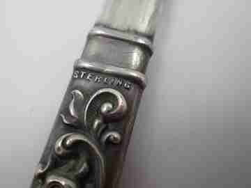 Embossed sterling silver pencil. Floral & vegetable motifs. England. 1900's