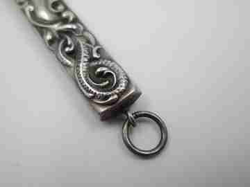 Embossed sterling silver pencil. Floral & vegetable motifs. England. 1900's