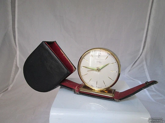 Emes. Manual winding. Bronze. Alarm. Germany. Leather case