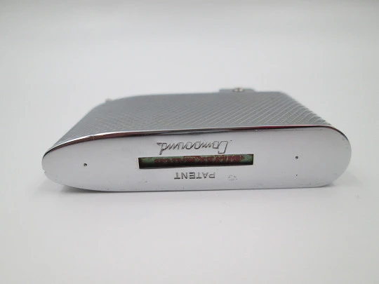 Encendedor a gas Silver Match Compound. Metal plateado. Patrón de sierra. Caja. 1960