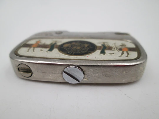 Encendedor de bolsillo a gasolina Sarome Elegance. Latón plateado. 1950. Japón Encendedor de bolsillo a gasolina Sarome Elegance. Latón plateado. 1950. Japón
