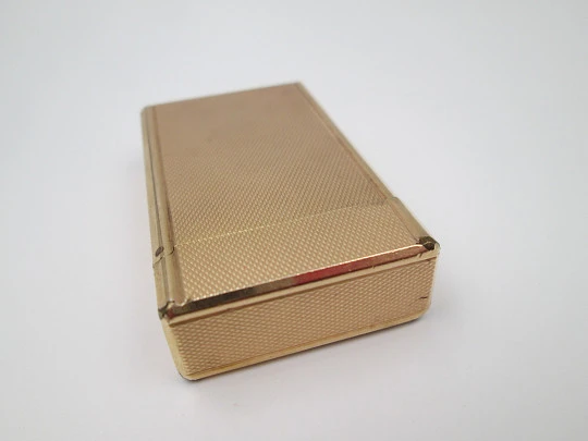 Encendedor gas S.T. Dupont París. Chapado en oro 20 micras. Patrón rombos. 1990