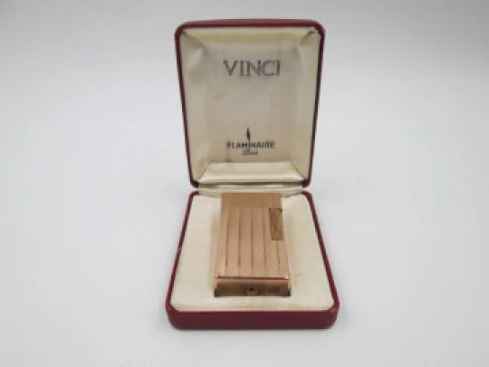 Encendedor gas Vinci Flaminaire París. Chapado oro rosa 20 micras. Estuche. 1970