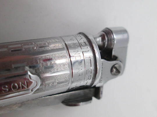 Encendedor portaminas Ronson Penciliter. Metal cromado y plástico negro. 1940. Caja Encendedor portaminas Ronson Penciliter. Metal cromado y plástico negro. 1940. Caja