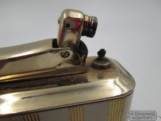 Encendedor sobremesa Ibelo Monopol. Metal dorado. 1950. Alemania