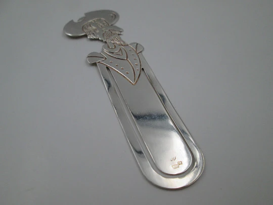 Enjoyable 925 sterling silver bookmark. Don Quixote de la Mancha. 1990's. Spain