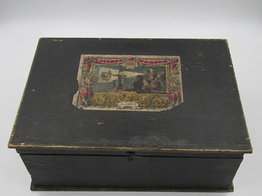 Ernst Plank Magic Lantern. Germany. Twelve slides. Original wood box. 1900