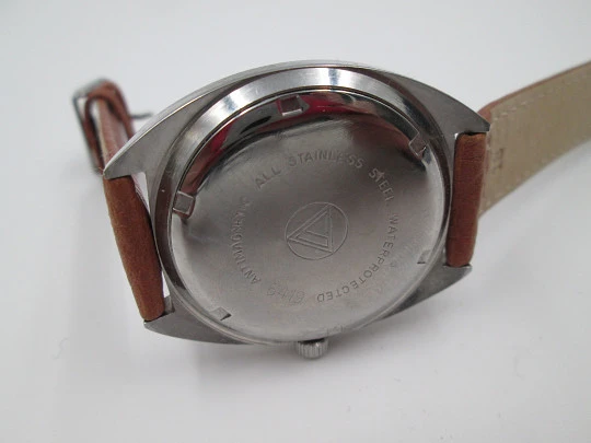 Ervil. Automatic. Date & day. Stainless steel. Strap. 1970's. Swiss made