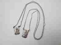 Escapulario Virgen del Carmen y Corazón Jesús. Plata de ley. Cadena. 1950