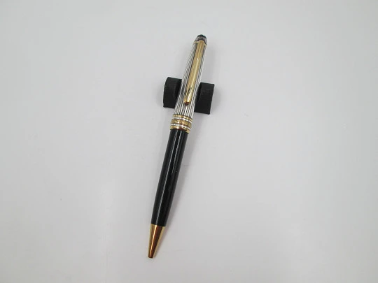 Esferógrafo Montblanc Meisterstuck Solitaire Doue. Plata, chapados oro y resina negra