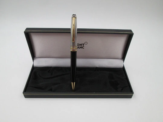 Esferógrafo Montblanc Meisterstuck Solitaire Doue. Plata, chapados oro y resina negra