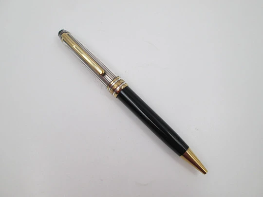 Esferógrafo Montblanc Meisterstuck Solitaire Doue. Plata, chapados oro y resina negra