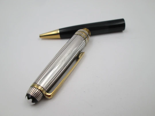 Esferógrafo Montblanc Meisterstuck Solitaire Doue. Plata, chapados oro y resina negra