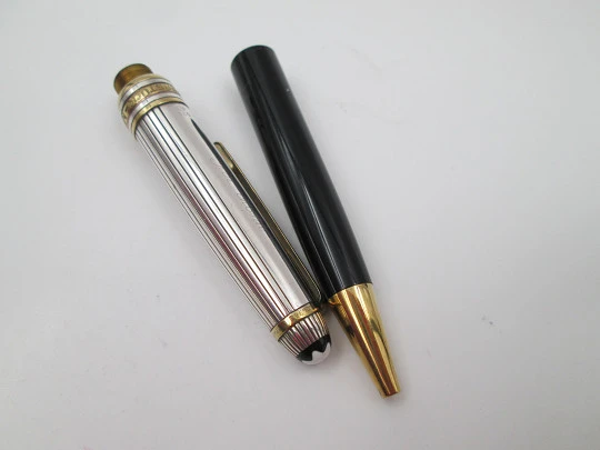 Esferógrafo Montblanc Meisterstuck Solitaire Doue. Plata, chapados oro y resina negra