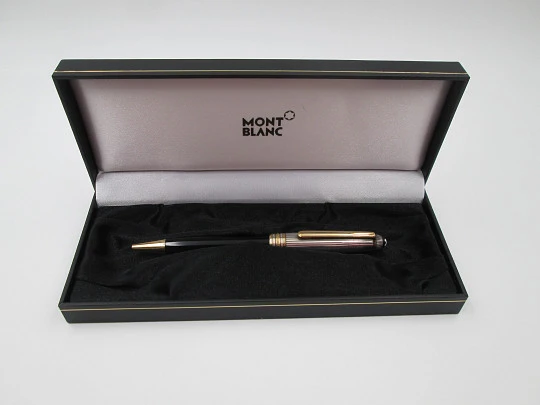 Esferógrafo Montblanc Meisterstuck Solitaire Doue. Plata, chapados oro y resina negra