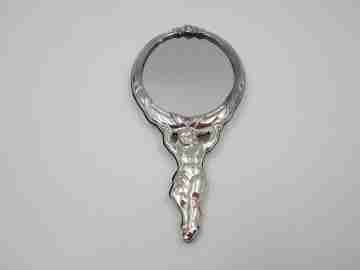 Espejo bolsillo mujer Pedro Durán. Plata de ley 925. Motivo infante. 1990. España