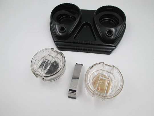 Esterbrook bakelite art deco desk set with crystal inkwells and dip pens stands. 1930's