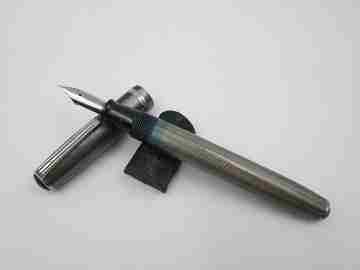 Esterbrook. Model J. Grey marbled celluloid. Lever filler. Steel nib. 1940