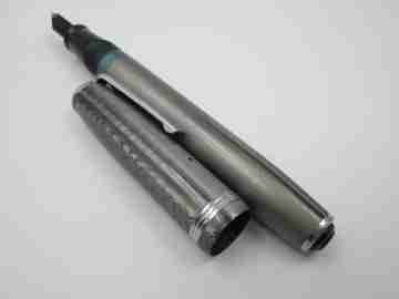 Esterbrook. Model J. Grey marbled celluloid. Lever filler. Steel nib. 1940