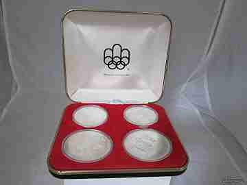 Estuche cuatro monedas. Dólares. Olimpiadas. 1970. Canadá. Plata