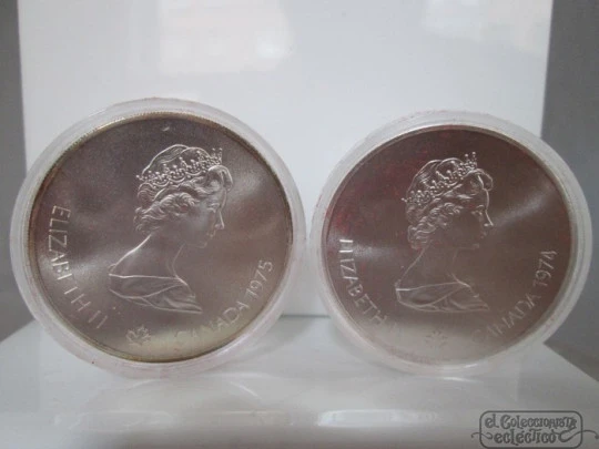 Estuche cuatro monedas. Dólares. Olimpiadas. 1970. Montreal. Plata