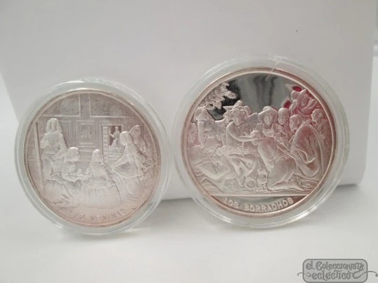 Estuche diez monedas Velázquez. Plata ley 999. Años 80. Badía