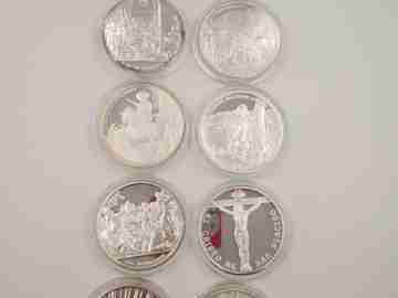 Estuche diez monedas Velázquez. Plata ley 999. Años 80. Badía