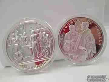 Estuche diez monedas Velázquez. Plata ley 999. Años 80. Badía