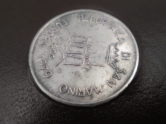 Estuche moneda plata de ley mil liras. República de San Marino. Unión Europea. 1979