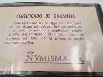 Estuche tres medallas plata de ley Mundial Fútbol España 1982. Numisma