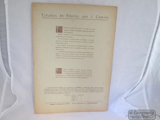 Estudios dibujo. Adorno. Miguel A. Salvatella. 1940. Barcelona