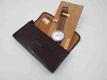 Eterna-Matic 1000. Acero inoxidable. Automático. Calendario. Funda piel