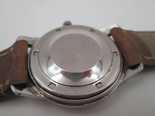 Eterna-Matic 1000. Automatic. Stainless steel. Calendar. Leather cover. 1960