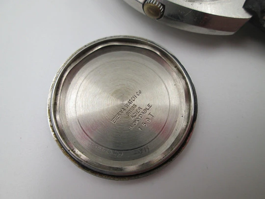 Eterna-Matic 2002. Acero inoxidable. Automático. Dial gris. Correa piel. 1970. Suiza