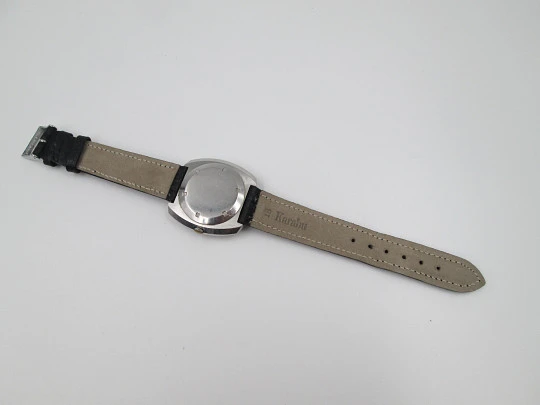 Eterna-Matic 2002. Automatic. Stainless steel. Grey dial. Leather strap. 1970's. Swiss