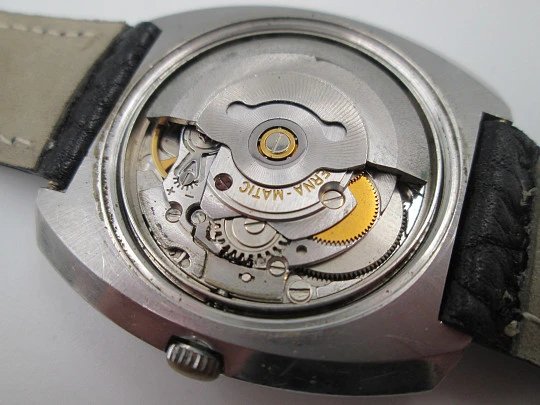Eterna-Matic 2002. Automatic. Stainless steel. Grey dial. Leather strap. 1970's. Swiss