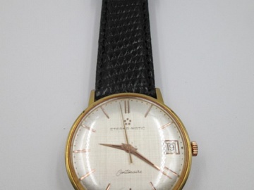eterna matic centenaire acero y chapado oro automático calendario 1960