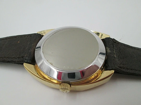 Eterna-Matic Electronic. Steel & gold plated. Calendar. Quartz. 1970's