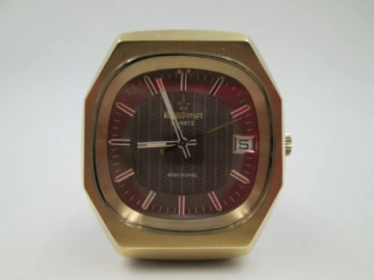 Eterna-Matic Electronic. Steel & gold plated. Calendar. Quartz. 1970's