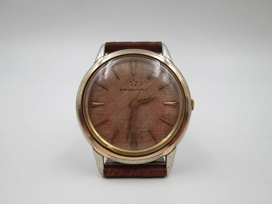 Eterna Matic men's automatic watch. Steel & gold plated. Champagne dial. 1960's