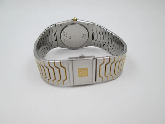 Eterna Royal Quartz unisex. Acero y oro 18k. Brazalete. Calendario. 1990