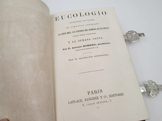'Eucology' prayer book. Antonio Romero. Leather and silver metal. 1876. Paris